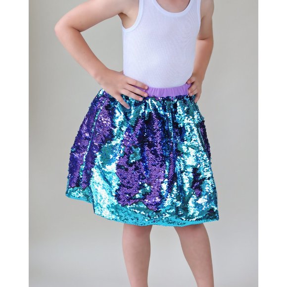 Aqua and Purple Flip Bubble Skirt - Aqua and Purple Skirt - Magic Sequin Skirt - Picture 6 of 6